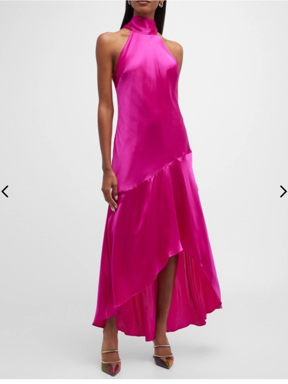 FRAME Draped Halter Dress in Magenta